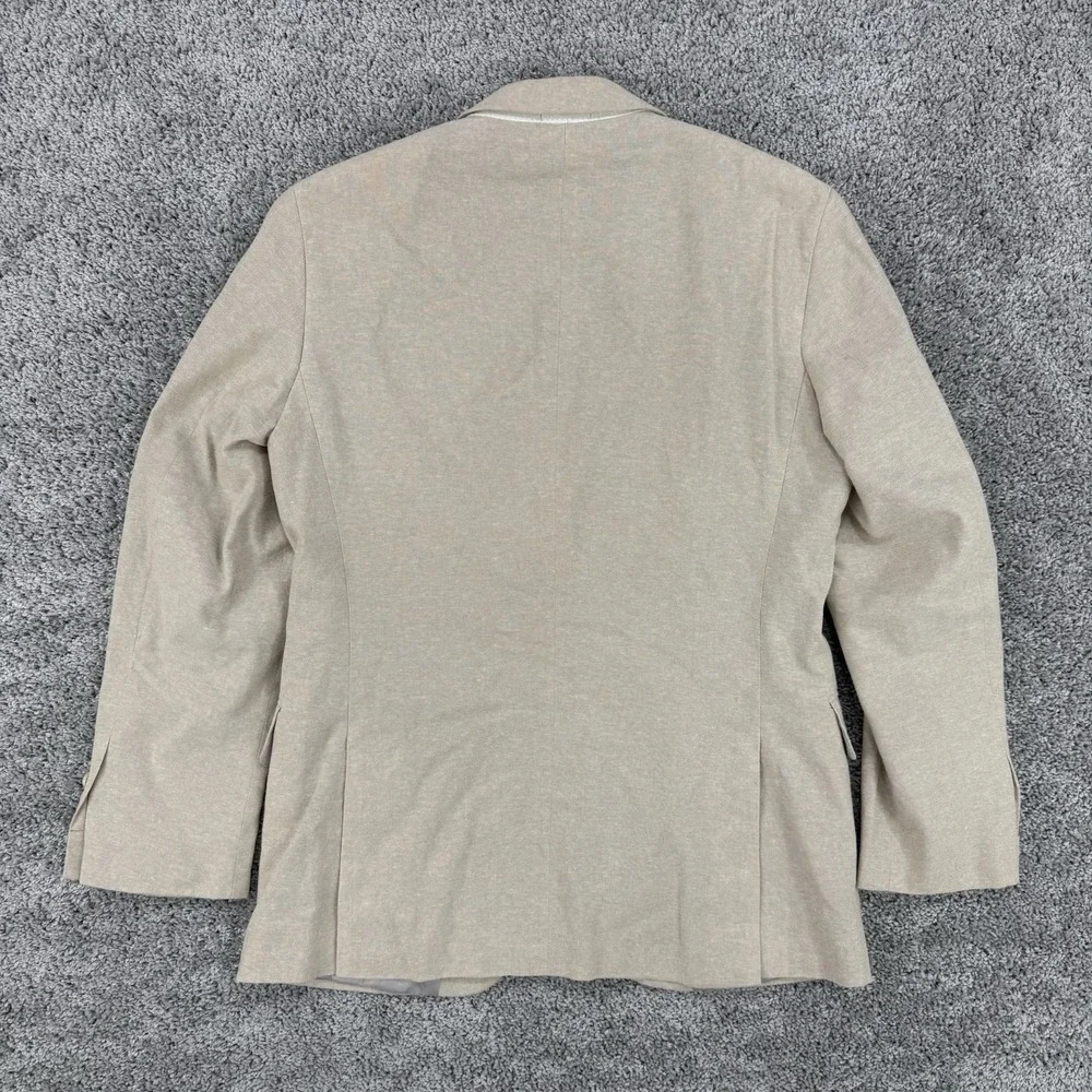 Stafford Linen Blazer Men's 36S Beige Classic Fit 2 Button Dual Vent Sport Coat
